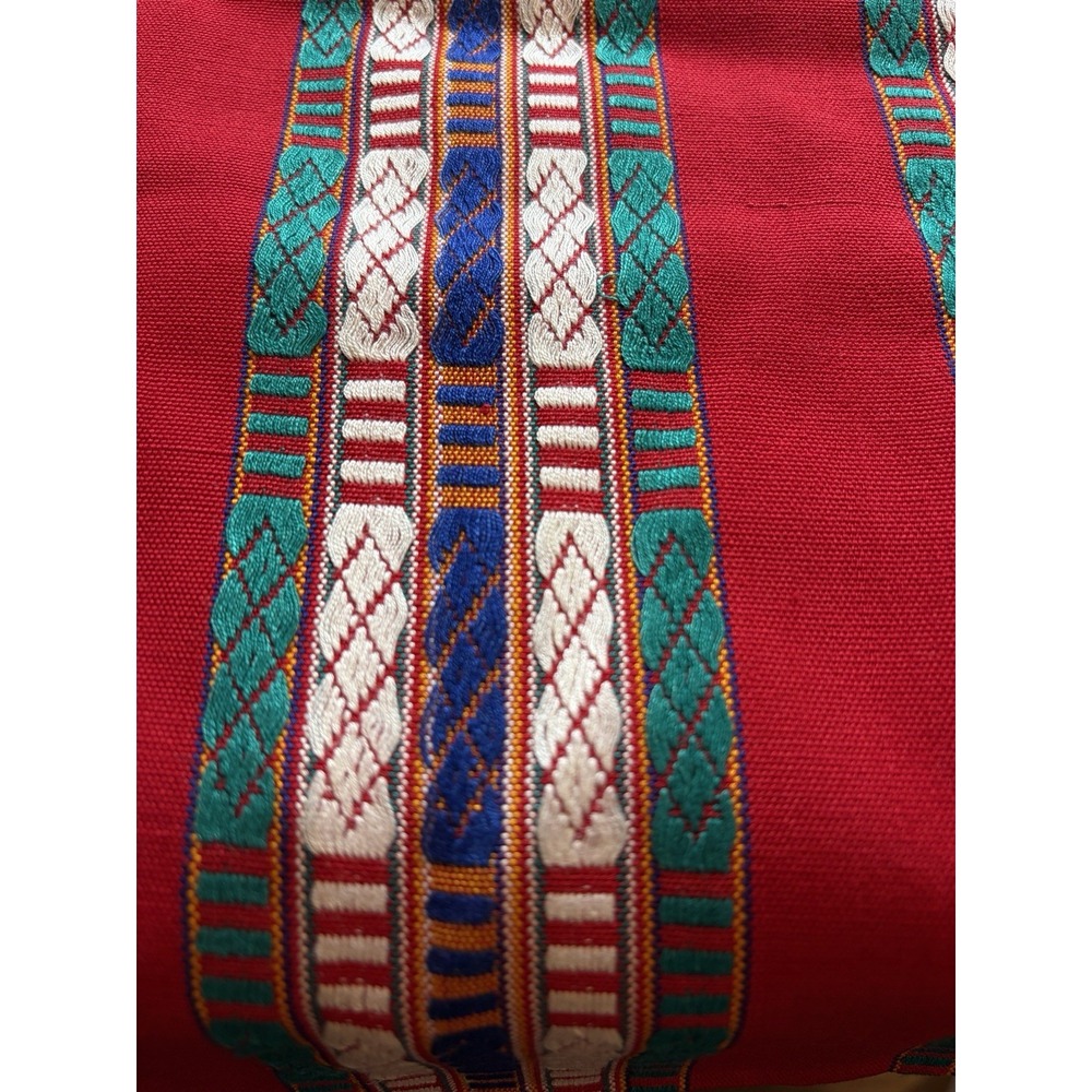 Vintage Manipur Handwoven Cotton Shawl Red Tribal Stripe Fringe India Wrap Throw - Picture 2 of 10